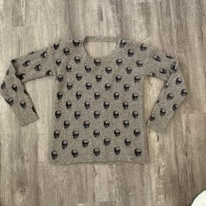 Skull cashmere cut out back sweater